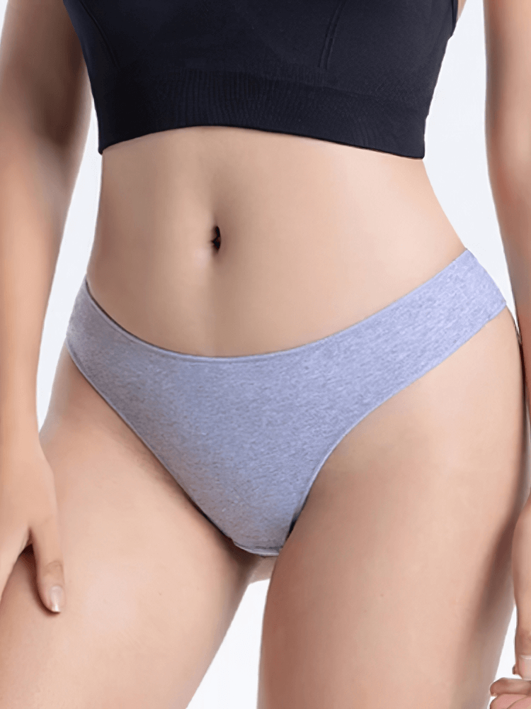 Breathable women’s sleek cotton low-rise briefs in grey, stylish and soft for everyday comfort.